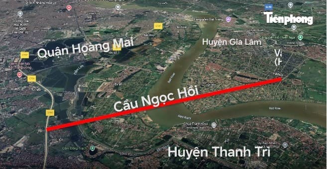 Vị trí xây dựng cầu Ngọc Hồi (Nguồn: Tiền phong)